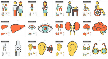 Sticker - Medicine line icon set.