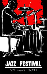 Wall Mural - Jazz festival Poster with drummer