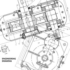 Wall Mural - Mechanical Engineering drawing. Engineering Drawing Background. Vector.