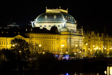 National Theatre At Night In Prague
