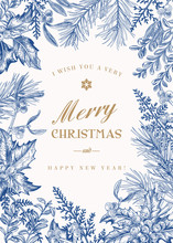 Greeting Christmas Card In Vintage Style.