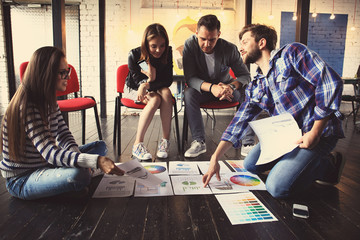 Startup Diversity Teamwork Brainstorming Meeting Concept.Business Team Coworker Global Sharing Economy Laptop.People Working Planning Start Up.Group Young Man Woman Looking Report