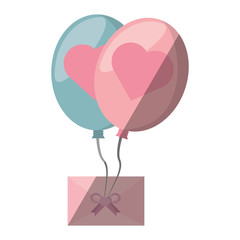 Poster - mail flying balloons with heart love design vector illustration eps 10