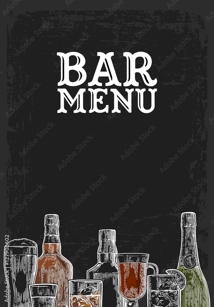Template for Bar menu alcohol drink. - obrazy, fototapety, plakaty 