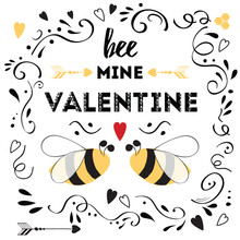 Happy Valentines Day With Cute Quote And Bee