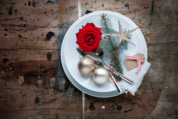 Wall Mural - Christmas dinner in shabby chic style