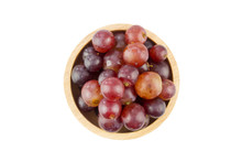 Fresh Red Grape In Bowl Isolated On White Background