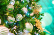 © jannoon028 - Closeup of Christmas tree decorations background