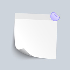 Blank White Sticky note isolate on gray background, vector illus