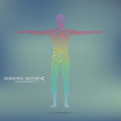 structure molecule of man. abstract model human body dna . medicine, science and technology. scienti