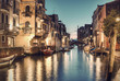 Typical small Venetian Canal Rio de San Vio at evening, Venice (Venezia), Italy, Europe, Vintage filtered style