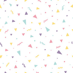 Memphis seamless pattern design with triangle confetti