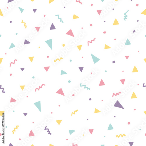 Plakat na zamówienie Memphis seamless pattern design with triangle confetti