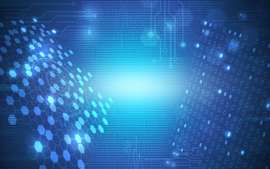 Wall Mural - blue technology background and abstract digital tech circle.