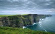 Spectacular view of dramatic Cliffs of Moher and wild Atlantic Ocean, County Clare, Ireland.
