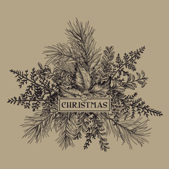 Wall Mural - Christmas label.