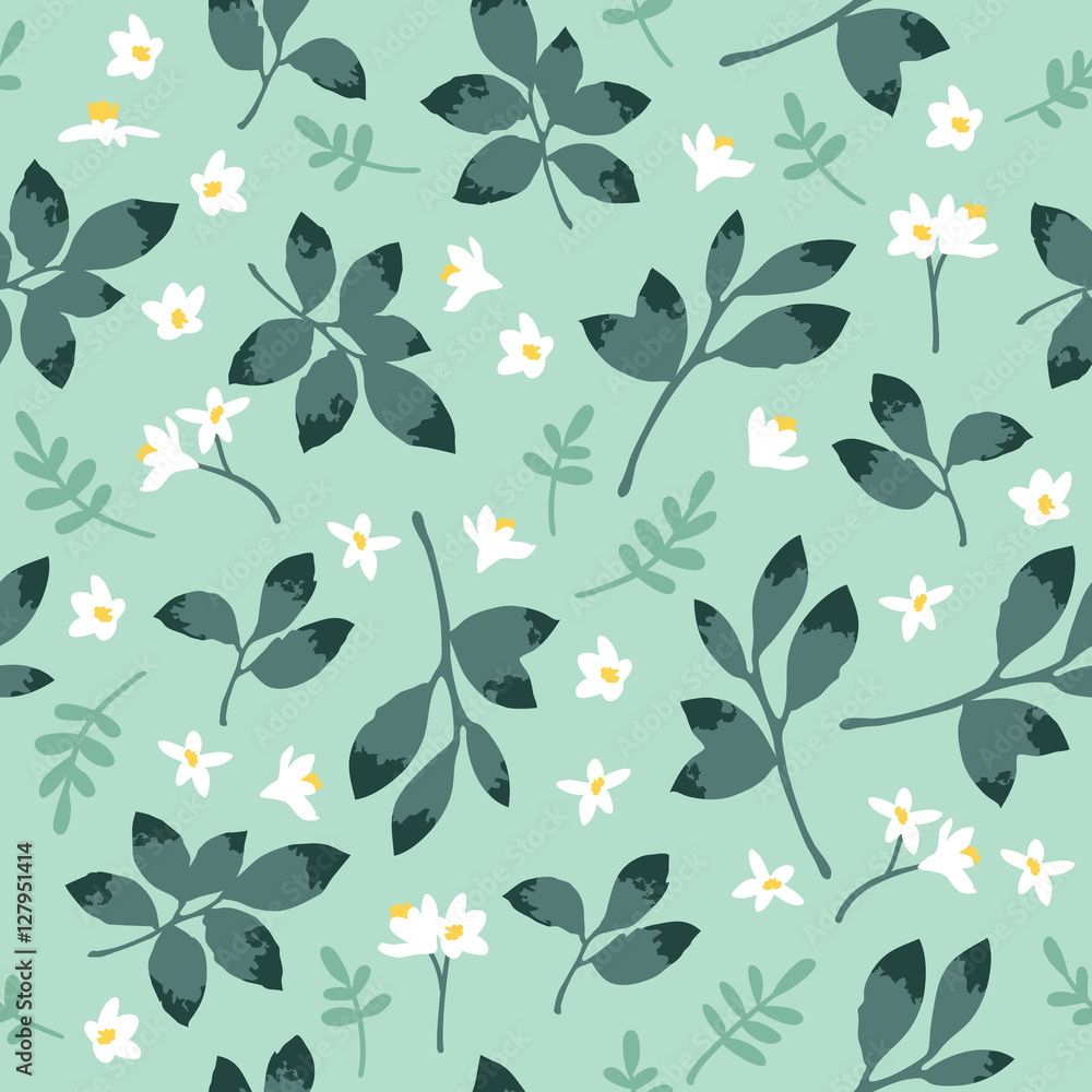 Vector seamless floral pattern. Background with flowers and leaves ...
