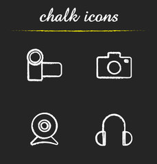 Sticker - Electronics devices chalk icons set