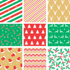 Wall Mural - set christmas seamless pattern. vector illustration