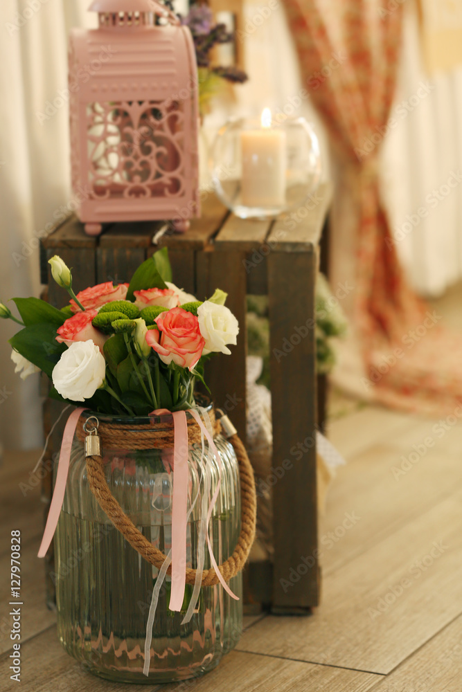 Wedding decorations in restaurant