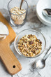 © yuliasverdlova - healthy breakfast: granola in bowl with coffe