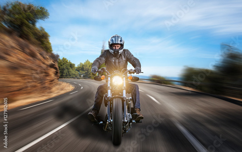 Motorbike on asphalt road Slika na platnu