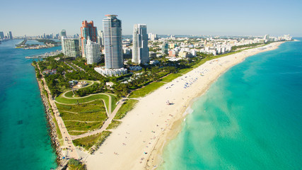 Wall Mural - South Beach, Miami Beach. Florida. Aerial view. Paradise. South Pointe Park and Pier