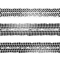 Sticker - background of wheel prints in black and white colors. vector illustration