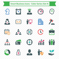 Wall Mural - Smart Business Icons - Color Series (Set 4)