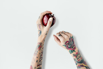 Wall Mural - Tattoo Apple Fruit Red Fresh Sweet Juicy Concept