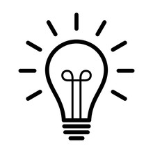 Vintage Light Bulb / Lightbulb Turned On Or Idea Line Art Icon For Apps And Websites