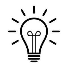 vintage light bulb / lightbulb turned on or idea line art icon for apps and websites