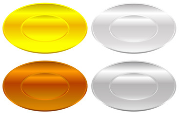 Poster - Gold, silver, bronze and platinum badges / butotns