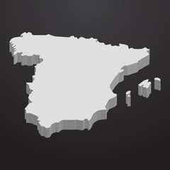Poster - Spain map in gray on a black background 3d