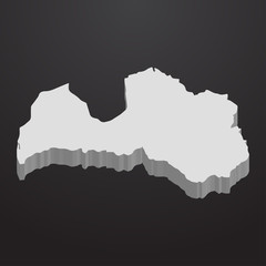 Poster - Latvia map in gray on a black background 3d