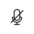 thin line microphone, mic mute icon on white background