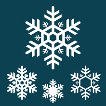 White Snowflake Icons On Blue Background