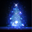 Vector abstract lighting blue technology Christmas tree made of digital electronic circuit board and microchip