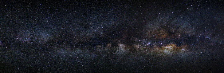 Wall Mural - panorama milky way galaxy on a night sky, long exposure photogra