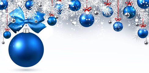 new year banner with christmas balls.