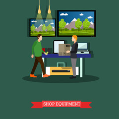 Wall Mural - Vector illustration of shop equipment design element in flat style.