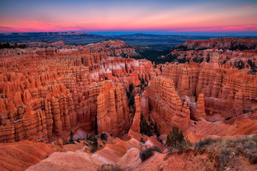 Scenic view of stunning red sandstone in Bryce Canyon National P