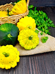 Poster - Squash fresh with parsley on dark board