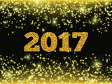 Fototapeta Sypialnia - Happy New Year 2017. Gold glitter stardust background. Vector illustration.