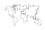 Fototapeta Mapy - Outline of world map on white background
