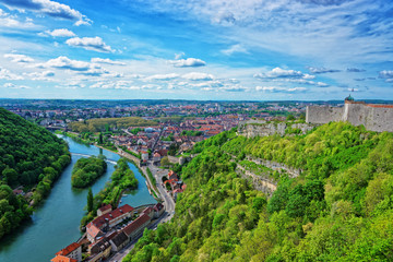 Canvas Print - Aerial veiw and citadel of Besancon Bourgogne Franche Comte France