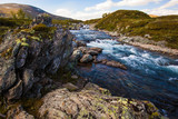 Fototapeta Łazienka - landscape Norway mountains Dovrefjell river