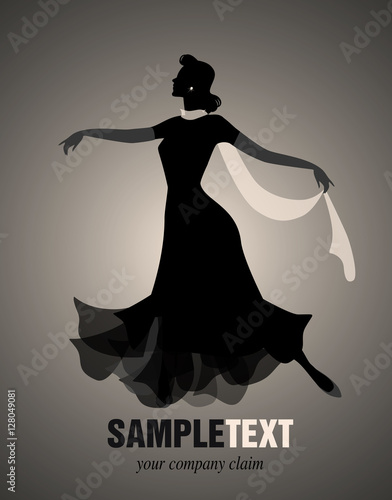 Fotografía Elegant woman silhouette dancing retro style