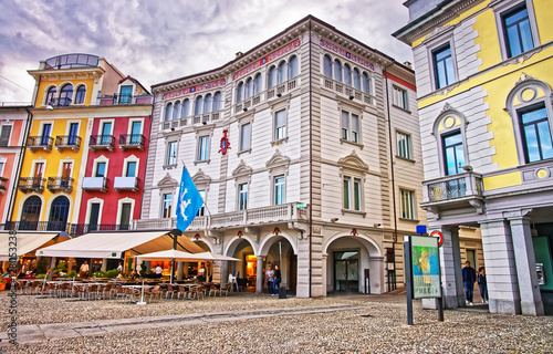 Fotografie, Obraz Piazza Grande in city center in Locarno of Ticino Switzerland