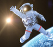 Astronaut waving, 3d render,